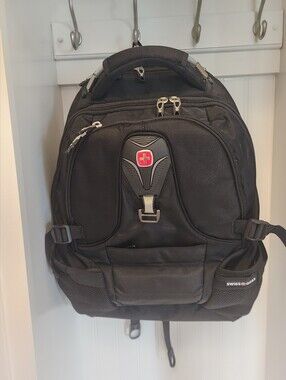 SwissGear Black Men's Travel & Laptop Backpack with Red Logo